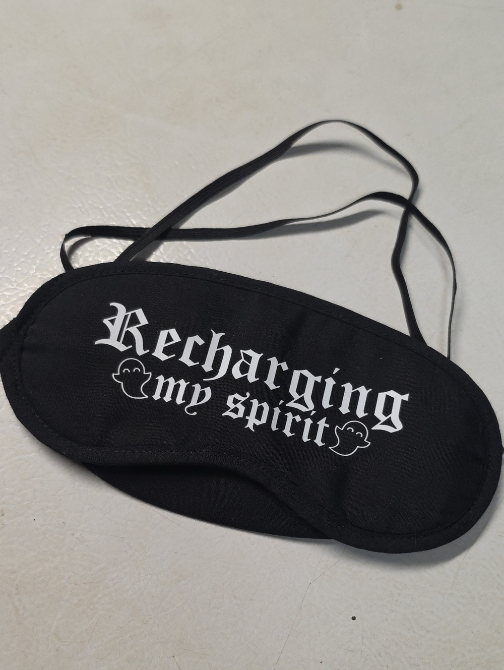 Black 'Recharging My Spirit' Sleep Mask